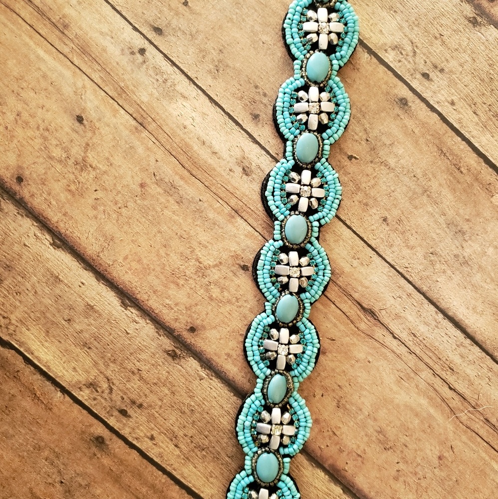 Turquoise beaded headband (adult size)